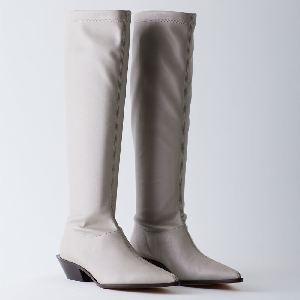 Tibi Bronson Faux Nappa Stretch Boot - Regular Calf Gray